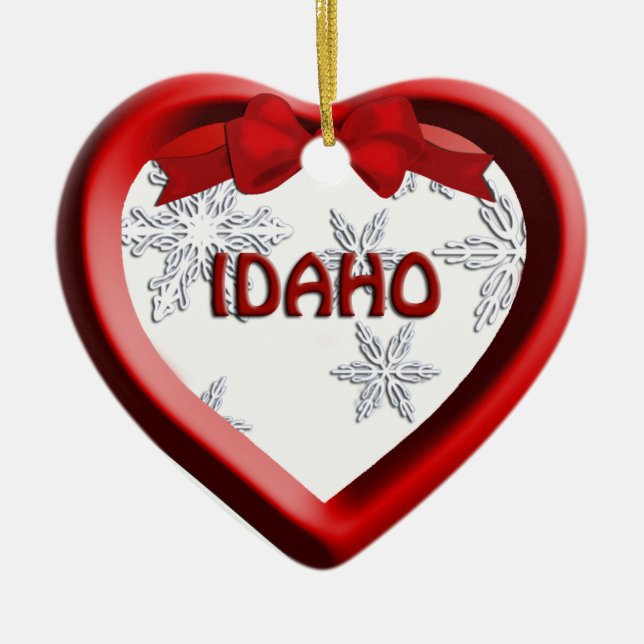 Idaho Snowflake Heart Christmas Ornament (Front)