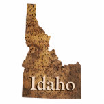 Idaho Spud Map Photo Sculpture Magnet<br><div class="desc">A map of Idaho,  with a potato skin texture.  Customisable text reading "Idaho" also appears.A simple way to show your Idaho pride.</div>