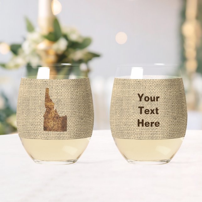 Idaho Spud Map Stemless Wine Glass (Insitu (Wedding))