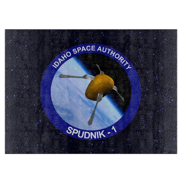 Idaho Spudnik Satellite Mission Patch Cutting Board (Front)