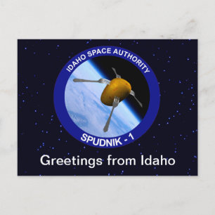 Idaho Spudnik Satellite Mission Patch Postcard