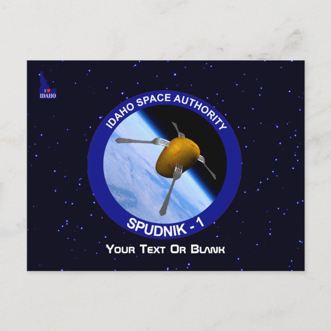 Idaho Spudnik Satellite Mission Patch Postcard (Front)