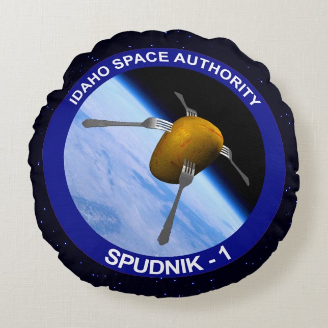 Idaho Spudnik Satellite Mission Patch Round Cushion (Front)