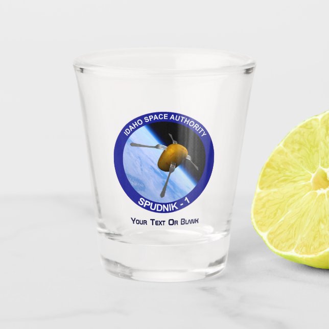 Idaho Spudnik Satellite Mission Patch Shot Glass (Front)