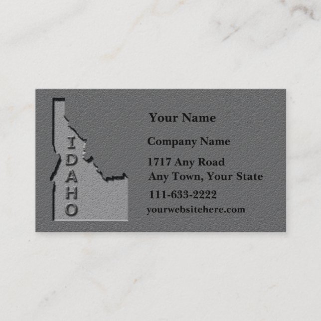 Idaho State Business card  carved stone look (Front)