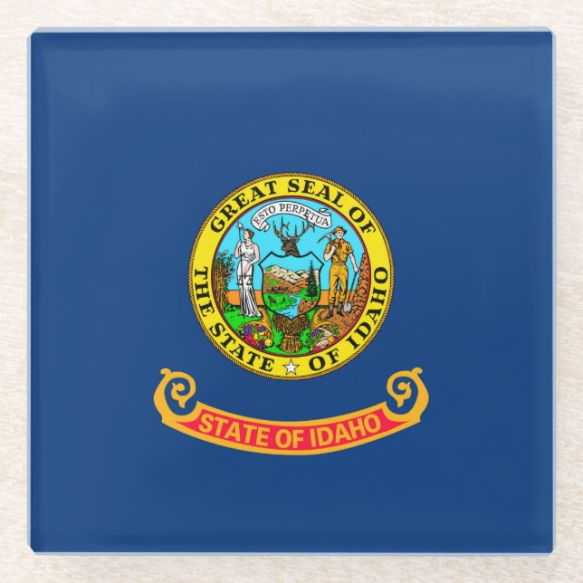 Idaho State Flag Design Decor Glass Coaster (Front)