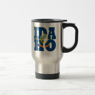 Idaho state flag text travel mug