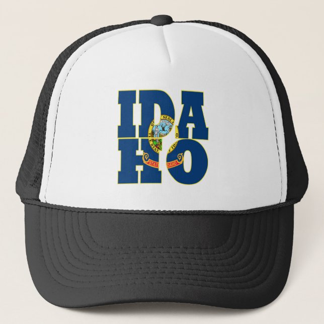 Idaho state flag text trucker hat (Front)