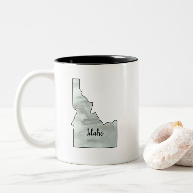 Idaho State Illustration Two-Tone Coffee Mug (With Donut)