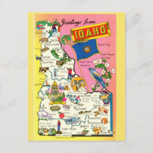 Idaho State  Map Postcard