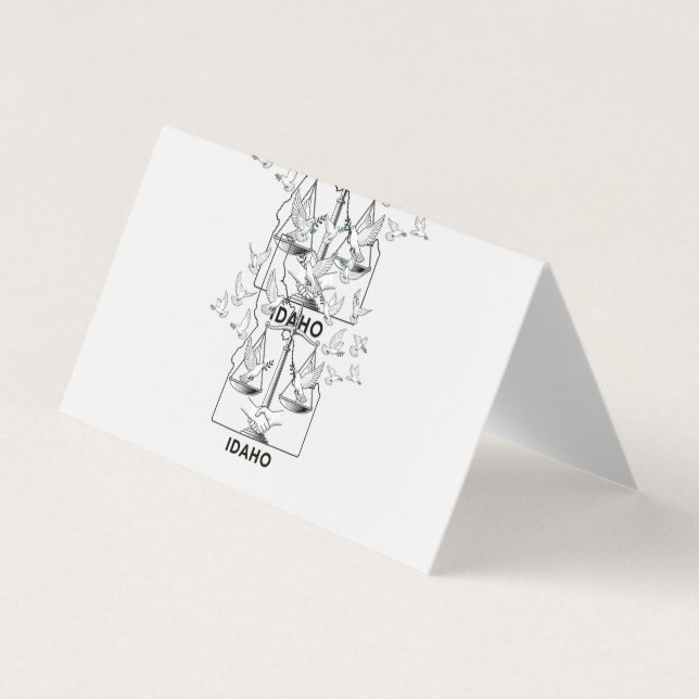 Idaho State Map with Justice Scales and Peace Dove Business Card (Front)