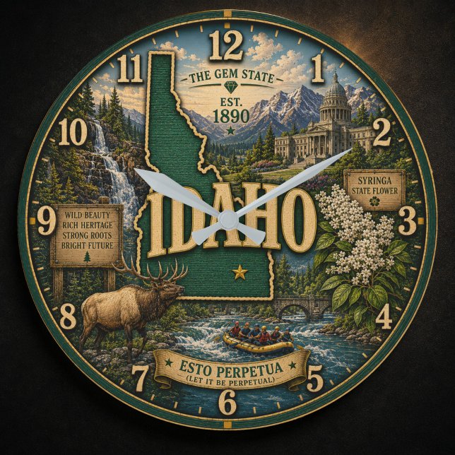 Idaho State Mountain Landscapes  Large Clock (Creator Uploaded)