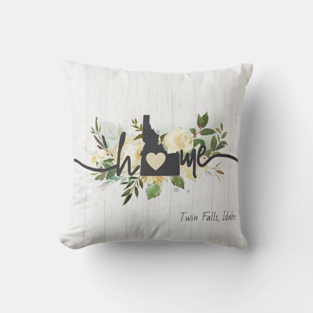 Idaho State Personalised Your Home City Rustic Cushion (Front)