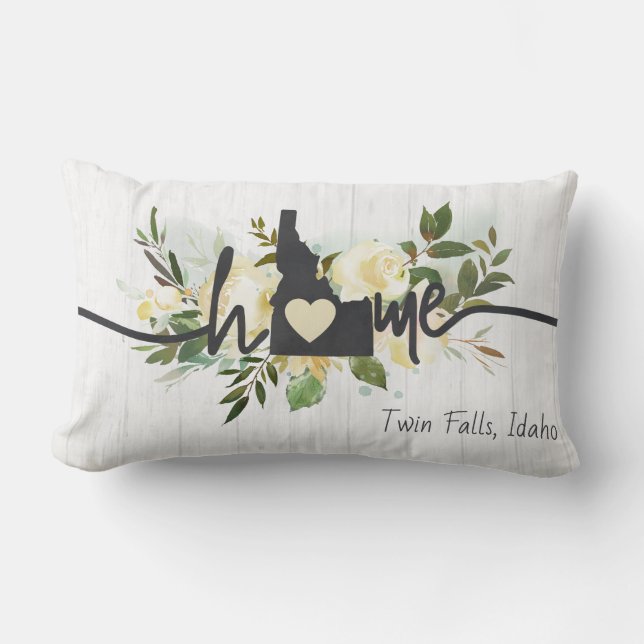 Idaho State Personalised Your Home City Rustic Lumbar Cushion (Front)