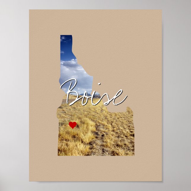 Idaho State Photo insert and town name Poster (Front)