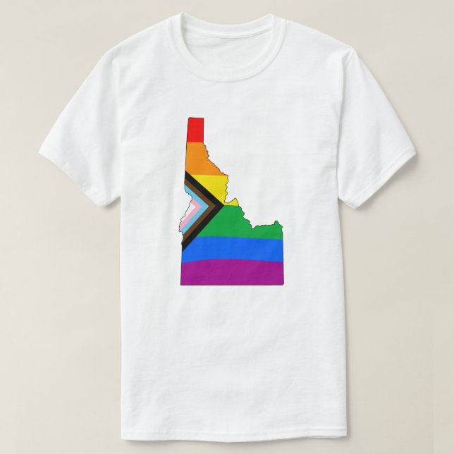Idaho State Pride LGBTQ Progress Pride T-Shirt (Design Front)