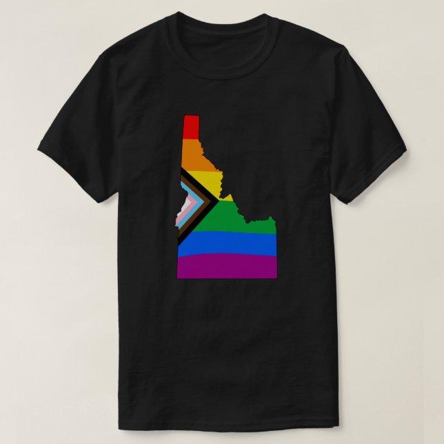 Idaho State Pride LGBTQ Progress Pride T-Shirt (Design Front)