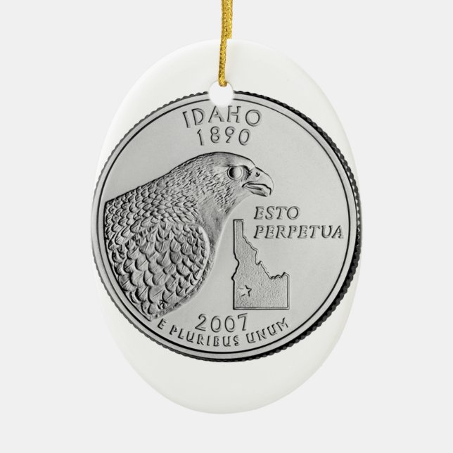 Idaho State Quarter Ceramic Tree Decoration (Front)