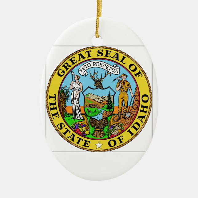 Idaho State Seal Ceramic Tree Decoration (Front)