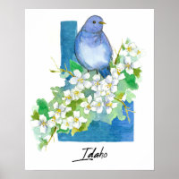 Idaho State Shape Mountain Bluebird Syringa