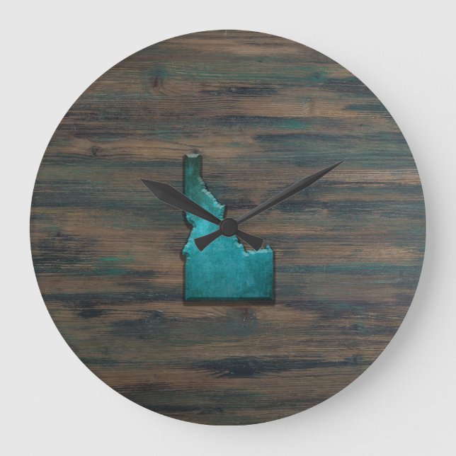 Idaho State Shape Teal Large Clock (Front)