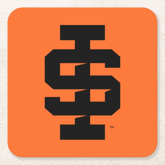 Idaho State University Bold Bengals Logo Square Paper Coaster (Front)