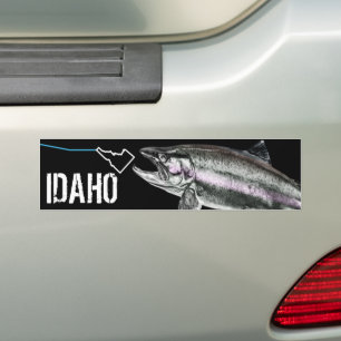 IDAHO STEELHEAD -HERE FISHY FISHY - STRIKING IDAHO BUMPER STICKER