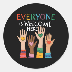 Idaho Teacher Everyone Is Welcome Here Classic Round Sticker