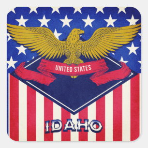Idaho USA Flag Square Sticker