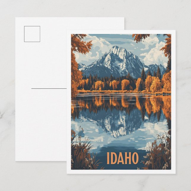 Idaho USA Vintage Illustration Travel Postcard (Front/Back)