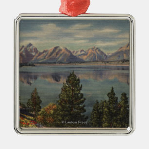 Idaho - View of the Teton Range & Jackson Lake Metal Tree Decoration