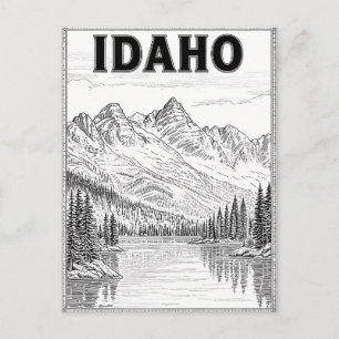 Idaho Vintage Line Art Travel Postcard