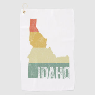 Idaho Vintage Retro Sunset Colour Map Golf Towel