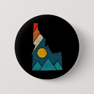 Idaho Vintage State Map Mountains Hikers Camping 6 Cm Round Badge