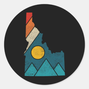 Idaho Vintage State Map Mountains Hikers Camping Classic Round Sticker