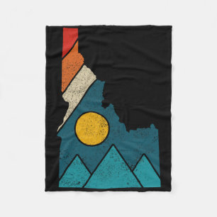 Idaho Vintage State Map Mountains Hikers Camping Fleece Blanket