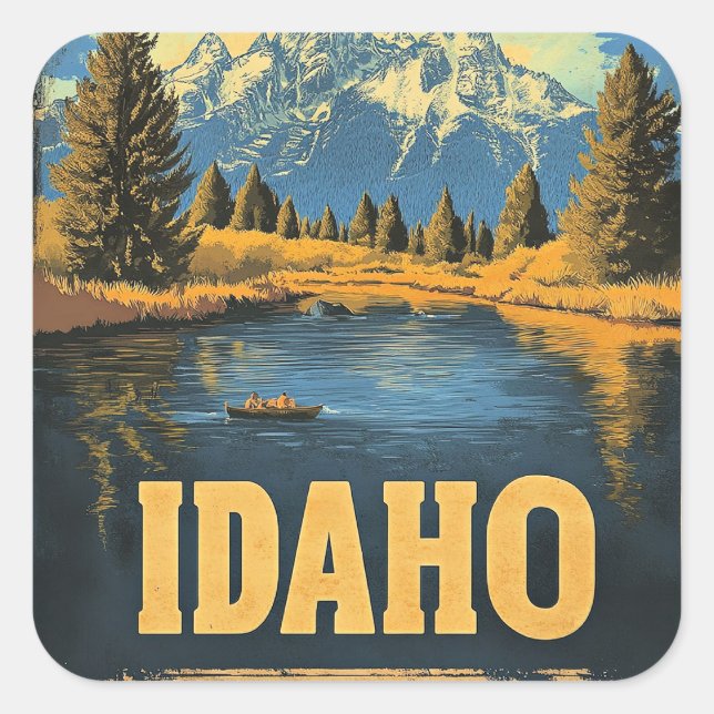 Idaho vintage travel poster square sticker (Front)