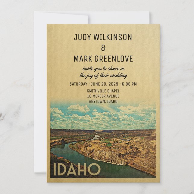 Idaho Wedding Invitation Vintage Mid-Century (Front)