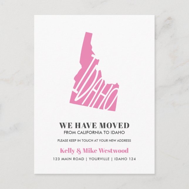 IDAHO We've moved New address New Home  Postcard (Front)