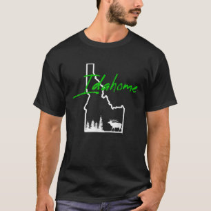 Idahome Tree Elk Silhouette Map Outline Cool Idaho T-Shirt