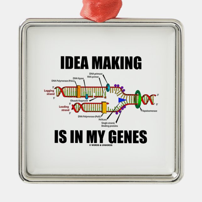 Idea Making Is In My Genes (DNA Replication) Metal Tree Decoration (Front)