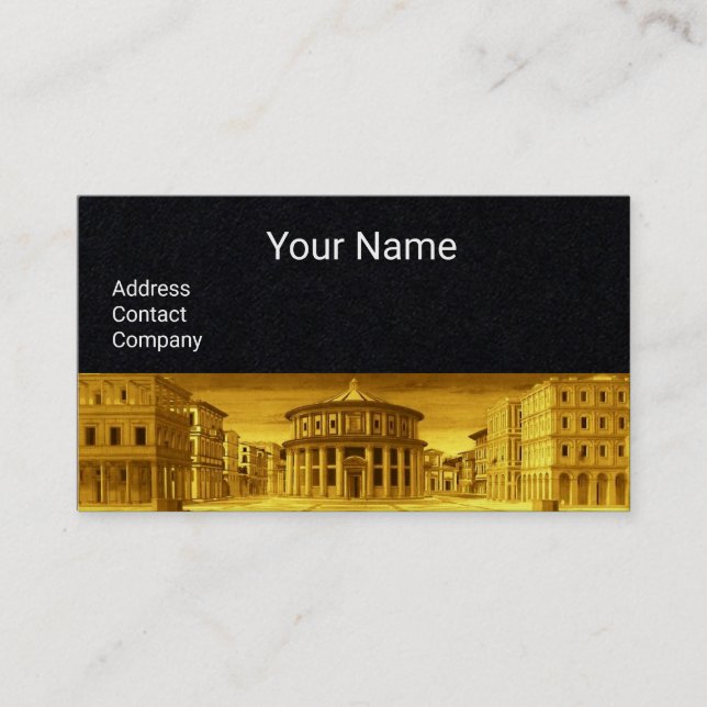 IDEAL CITY, Renaissance Architect,Gold Black Paper Business Card (Front)