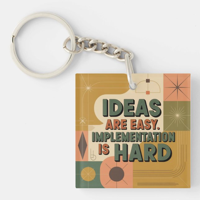 Ideas Are Easy. Implementation Is Hard Key Ring (Front)