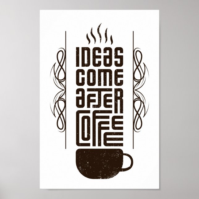 Ideas Come After Coffee, Trendy Typography Letters Poster (Front)