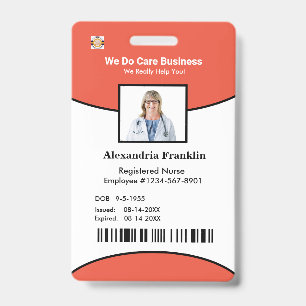 Identification Card Bar Code Photo Employee  ID Badge
