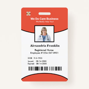Identification Card Bar Code Photo Employee  ID Badge