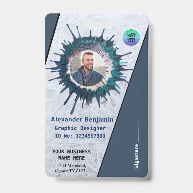 Identification Id Card Employee Photo Logo Custom  Badge (Front)