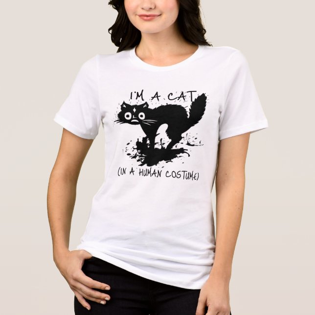 Identify As Cat or Trying To Be Funny Cat Meme Tri-Blend Shirt (Front)