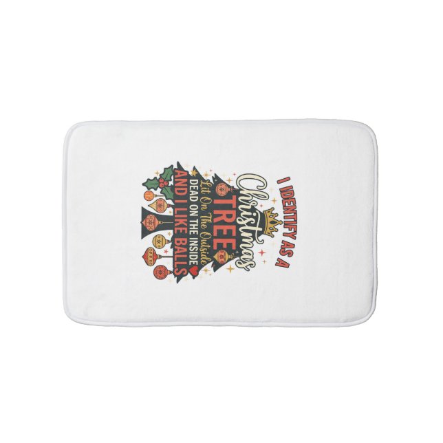Identify As Christmas Tree Crown Balls Bath Mat (Front)
