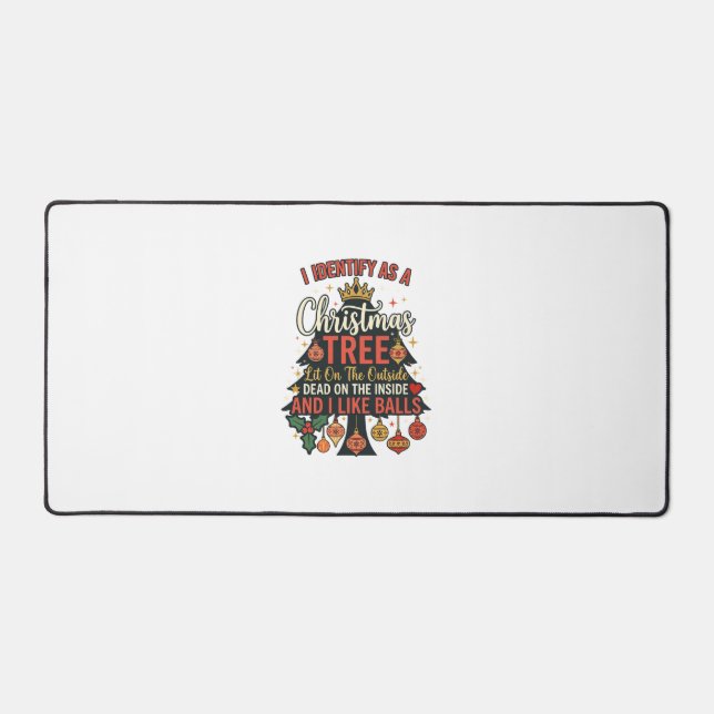 Identify As Christmas Tree Crown Balls Desk Mat (Front)